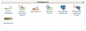 Database options in cPanel.