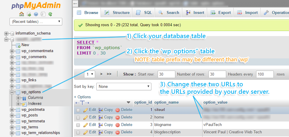 Change site and home URLs in phpMyAdmin.