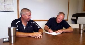 Brett Zickert (left) and Kent Englund (right) from Agro Air Dynamics. 