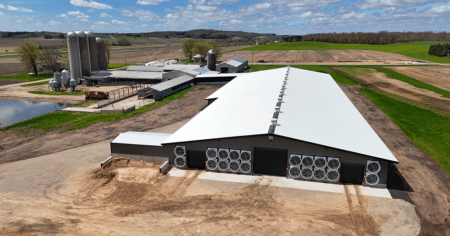 Schmidt Building and Equipment aerial photogrphy with a drone at a cow barn in Waupaca, WI.
